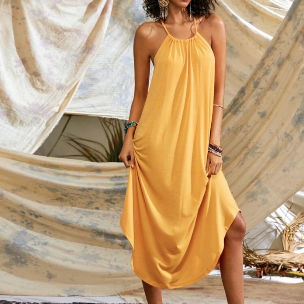 Yellow Halter top Dress Large